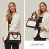 imageLOVEVOOK Purses and Handbags for Women Tote Shoulder Bag Satchel Black Purse and PU Leather Top Handle for ladiesBlackwhitebrown