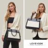 imageLOVEVOOK Purses and Handbags for Women Tote Shoulder Bag Satchel Black Purse and PU Leather Top Handle for ladiesBlackwhitegrey