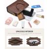 imageLOVEVOOK Purses and Handbags for Women VintageStyle Leather Top Handle Shoulder Bag Satchel Tote Crossbody Purse for LadiesCoffee Brown