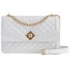 imageLOVEVOOK Crossbody Bags for Women Leather Quilted Shoulder Bag with Chain Strap Trendy Clutch Satchel Ladies Evening BagWhiteTypeb