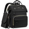imageLOVEVOOK Diaper Bag Backpack Baby Bag with Changing Station Large Diaper Backpack for Moms Dads Waterproof Leather Accents Baby Boy and Girl Bag for Travel Baby Essentials PinkBeigeBlack