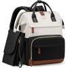 imageLOVEVOOK Diaper Bag Backpack Baby Bag with Changing Station Large Diaper Backpack for Moms Dads Waterproof Leather Accents Baby Boy and Girl Bag for Travel Baby Essentials PinkBeigeBlackbeige