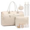 imageLOVEVOOK Diaper Bag Tote with Pacifier Case and Changing Pad Large Capacity Mommy Bag for Hospital and Weekender Travel Functional Baby Bag Newborn Baby Essential PinkBeige