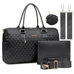 imageLOVEVOOK Diaper Bag Tote with Pacifier Case and Changing Pad Large Capacity Mommy Bag for Hospital and Weekender Travel Functional Baby Bag Newborn Baby Essential PinkBlack