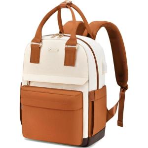 imageLOVEVOOK Mini Backpack for Women Stylish Waterproof Backpack Purse with USB Port Cute Bookbag for College School TravelBrown  Beige