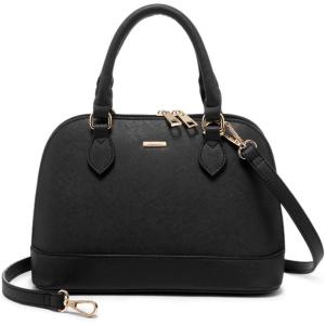 imageLOVEVOOK Purse for Women Small Crossbody Bags Classic Double Zip Top Handle Dome Satchel BagBlack