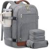 imageLOVEVOOK Travel Backpack For Women 40L Carry On Backpack Flight Approved TSA Personal Item Travel Bag Fits 17 Inch Laptop Business Weekender Overnight Waterproof Daypack With 2 Cubes GreyPinkGreybrown