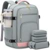imageLOVEVOOK Travel Backpack For Women 40L Carry On Backpack Flight Approved TSA Personal Item Travel Bag Fits 17 Inch Laptop Business Weekender Overnight Waterproof Daypack With 2 Cubes GreyPinkLight Greenpink