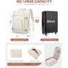 imageLOVEVOOK Travel Backpack For Women 40L Carry On Backpack Flight Approved TSA Personal Item Travel Bag Fits 17 Inch Laptop Business Weekender Overnight Waterproof Daypack With 2 Cubes GreyPinkBeige