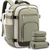imageLOVEVOOK Travel Backpack For Women 40L Carry On Backpack Flight Approved TSA Personal Item Travel Bag Fits 17 Inch Laptop Business Weekender Overnight Waterproof Daypack With 2 Cubes GreyPinkOlive Greenbeigedark Olive Green