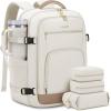 imageLOVEVOOK Travel Backpack For Women 40L Carry On Backpack Flight Approved TSA Personal Item Travel Bag Fits 17 Inch Laptop Business Weekender Overnight Waterproof Daypack With 2 Cubes GreyPinkBeigekhaki