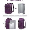 imageLOVEVOOK Travel Backpack for Women TSA Carry On Backpack Flight Approved Luggage 40L Water Resistant Personal Item Daypack Large Weekender Bag fit 17 inch Laptop with 3 Cubes BeigeblackbrownDeep Purple