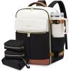 imageLOVEVOOK Travel Backpack for Women TSA Carry On Backpack Flight Approved Luggage 40L Water Resistant Personal Item Daypack Large Weekender Bag fit 17 inch Laptop with 3 Cubes BeigeblackbrownBeigeblackbrown