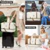 imageLOVEVOOK Travel Duffle BagWeekender Bags for Women with Shoe CompartmentCarry on Overnight Bag with Toiletry BagGym Duffel Bag with Wet Pocket Hospital Bags for Labor and DeliveryBeigeBrownL