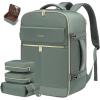 imageLOVEVOOK Travel Backpack for Women TSA Carry On Backpack Flight Approved Luggage 40L Water Resistant Personal Item Daypack Large Weekender Bag fit 17 inch Laptop with 3 Cubes BeigeblackbrownSage Green