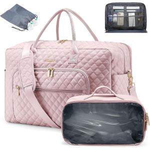 imageLOVEVOOK Travel Duffle Bag Weekender Bag for Women with Toiletry Bag Carry on Overnight Bag with Laptop Compartment Yoga Gym Bag with Wet Pocket Shoe Bag Hospital Bag for Labor and DeliveryPink