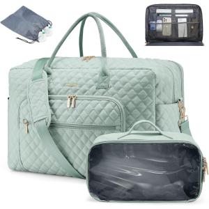 imageLOVEVOOK Travel Duffle Bag Weekender Bag for Women with Toiletry Bag Carry on Overnight Bag with Laptop Compartment Yoga Gym Bag with Wet Pocket Shoe Bag Hospital Bag for Labor and DeliveryMint Green