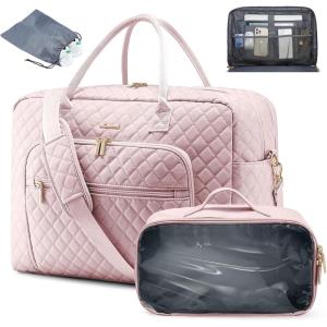 imageLOVEVOOK Travel Duffle Bag Weekender Bag for Women with Toiletry Bag Carry on Overnight Bag with Laptop Compartment Yoga Gym Bag with Wet Pocket Shoe Bag Hospital Bag for Labor and DeliveryPinkmedium