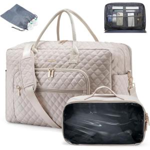 imageLOVEVOOK Travel Duffle Bag Weekender Bag for Women with Toiletry Bag Carry on Overnight Bag with Laptop Compartment Yoga Gym Bag with Wet Pocket Shoe Bag Hospital Bag for Labor and DeliveryNude