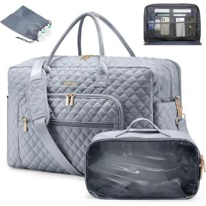 imageLOVEVOOK Travel Duffle Bag Weekender Bag for Women with Toiletry Bag Carry on Overnight Bag with Laptop Compartment Yoga Gym Bag with Wet Pocket Shoe Bag Hospital Bag for Labor and DeliveryGrey