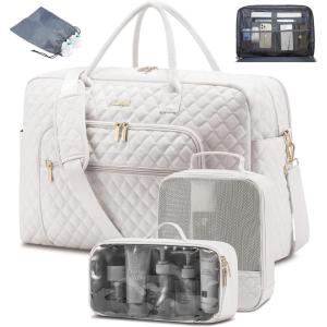 imageLOVEVOOK Travel Duffle Bag Weekender Bag for Women with Toiletry Bag Carry on Overnight Bag with Laptop Compartment Yoga Gym Bag with Wet Pocket Shoe Bag Hospital Bag for Labor and DeliveryZ4pcsBeige