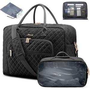 imageLOVEVOOK Travel Duffle Bag Weekender Bag for Women with Toiletry Bag Carry on Overnight Bag with Laptop Compartment Yoga Gym Bag with Wet Pocket Shoe Bag Hospital Bag for Labor and DeliveryBlackmedium