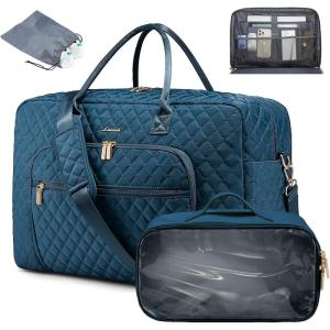 imageLOVEVOOK Travel Duffle Bag Weekender Bag for Women with Toiletry Bag Carry on Overnight Bag with Laptop Compartment Yoga Gym Bag with Wet Pocket Shoe Bag Hospital Bag for Labor and DeliverySea Blue
