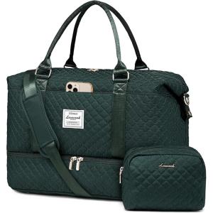imageLOVEVOOK Travel Duffle BagWeekender Bags for Women with Shoe CompartmentCarry on Overnight Bag with Toiletry BagGym Duffel Bag with Wet Pocket Hospital Bags for Labor and DeliveryADark Greena