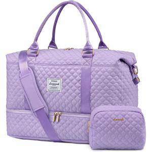 imageLOVEVOOK Travel Duffle BagWeekender Bags for Women with Shoe CompartmentCarry on Overnight Bag with Toiletry BagGym Duffel Bag with Wet Pocket Hospital Bags for Labor and DeliveryPurplea