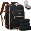 imageLOVEVOOK Carry on Travel Backpack 40L Waterproof Large 17inch Laptop Luggage Daypack as Personal Item Flight Approved Business Weekender Overnight with 3 Packing Cubes Light grayPinkBlackleopard Print