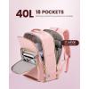 imageLOVEVOOK Carry on Travel Backpack 40L Waterproof Large 17inch Laptop Luggage Daypack as Personal Item Flight Approved Business Weekender Overnight with 3 Packing Cubes Light grayPinkPinkbrown