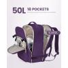 imageLOVEVOOK Carry on Travel Backpack 40L Waterproof Large 17inch Laptop Luggage Daypack as Personal Item Flight Approved Business Weekender Overnight with 3 Packing Cubes Light grayPinkDark Purple