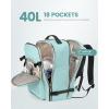 imageLOVEVOOK Carry on Travel Backpack 40L Waterproof Large 17inch Laptop Luggage Daypack as Personal Item Flight Approved Business Weekender Overnight with 3 Packing Cubes Light grayPinkMint Green