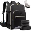imageLOVEVOOK Carry on Travel Backpack 40L Waterproof Large 17inch Laptop Luggage Daypack as Personal Item Flight Approved Business Weekender Overnight with 3 Packing Cubes Light grayPinkBlackgrey