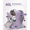 imageLOVEVOOK Carry on Travel Backpack 40L Waterproof Large 17inch Laptop Luggage Daypack as Personal Item Flight Approved Business Weekender Overnight with 3 Packing Cubes Light grayPinkTaro Purple