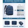 imageLOVEVOOK Carry on Travel Backpack 40L Waterproof Large 17inch Laptop Luggage Daypack as Personal Item Flight Approved Business Weekender Overnight with 3 Packing Cubes Light grayPinkDark Blueblack