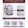 imageLOVEVOOK Carry on Travel Backpack 40L Waterproof Large 17inch Laptop Luggage Daypack as Personal Item Flight Approved Business Weekender Overnight with 3 Packing Cubes Light grayPinkLight Greydark Coffee Color