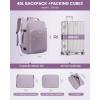 imageLOVEVOOK Carry on Travel Backpack 40L Waterproof Large 17inch Laptop Luggage Daypack as Personal Item Flight Approved Business Weekender Overnight with 3 Packing Cubes Light grayPinkLight Purple