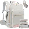 imageLOVEVOOK Carry on Travel Backpack 40L Waterproof Large 17inch Laptop Luggage Daypack as Personal Item Flight Approved Business Weekender Overnight with 3 Packing Cubes Light grayPinkAlight Graypink