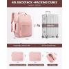 imageLOVEVOOK Carry on Travel Backpack 40L Waterproof Large 17inch Laptop Luggage Daypack as Personal Item Flight Approved Business Weekender Overnight with 3 Packing Cubes Light grayPinkPinkpink
