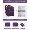imageLOVEVOOK Carry on Travel Backpack 40L Waterproof Large 17inch Laptop Luggage Daypack as Personal Item Flight Approved Business Weekender Overnight with 3 Packing Cubes Light grayPinkDark Purple