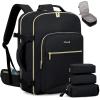 imageLOVEVOOK Carry on Travel Backpack 40L Waterproof Large 17inch Laptop Luggage Daypack as Personal Item Flight Approved Business Weekender Overnight with 3 Packing Cubes Light grayPinkBlackblack