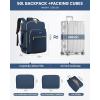 imageLOVEVOOK Carry on Travel Backpack 40L Waterproof Large 17inch Laptop Luggage Daypack as Personal Item Flight Approved Business Weekender Overnight with 3 Packing Cubes Light grayPinkBlue Greenblack