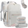 imageLOVEVOOK Carry on Travel Backpack 40L Waterproof Large 17inch Laptop Luggage Daypack as Personal Item Flight Approved Business Weekender Overnight with 3 Packing Cubes Light grayPinkAlight Graypink