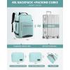 imageLOVEVOOK Carry on Travel Backpack 40L Waterproof Large 17inch Laptop Luggage Daypack as Personal Item Flight Approved Business Weekender Overnight with 3 Packing Cubes Light grayPinkMint Green