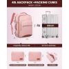 imageLOVEVOOK Carry on Travel Backpack 40L Waterproof Large 17inch Laptop Luggage Daypack as Personal Item Flight Approved Business Weekender Overnight with 3 Packing Cubes Light grayPinkPinkbrown