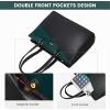 imageLOVEVOOK Laptop Tote Bag for Women 156 Inch Waterproof Leather Computer Bags Business Office Work Briefcase BlackBlackGreen