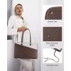 imageLOVEVOOK Laptop Tote Bag for Women 156 Inch Waterproof Leather Computer Bags Business Office Work Briefcase BlackCoffeeBeige