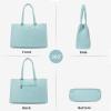 imageLOVEVOOK Laptop Tote Bag for Women 156 Inch Waterproof Leather Computer Bags Business Office Work Briefcase BlackCyanblue