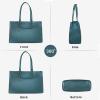 imageLOVEVOOK Laptop Tote Bag for Women 156 Inch Waterproof Leather Computer Bags Business Office Work Briefcase BlackPearl Green